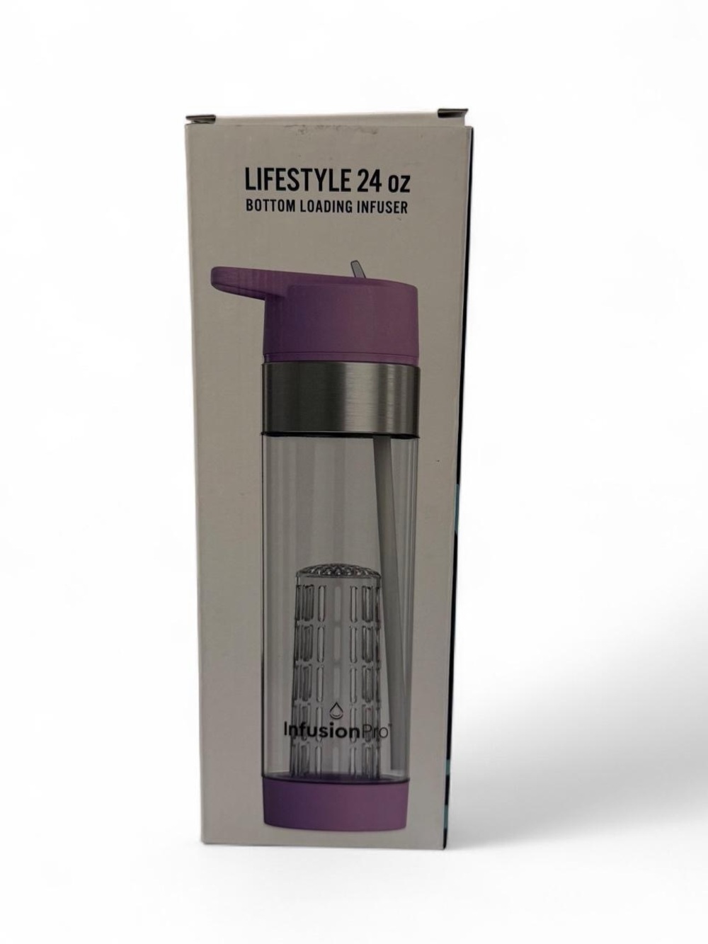 Lifestyle 24oz Infuser Water Bottle Purple Athleisure SelfCare Hydration BPAfree